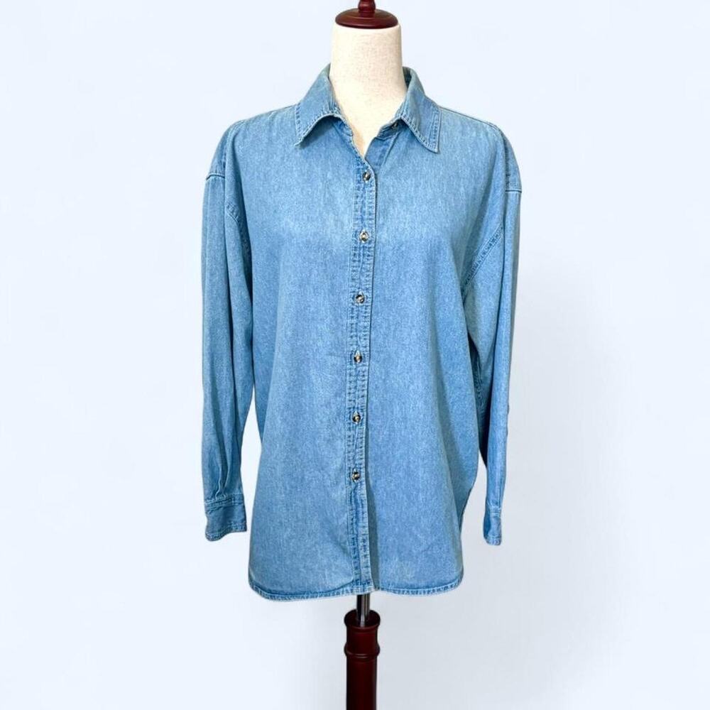Blue Denim Embroidered Llama Button Up Shirt - Picture 4 of 7